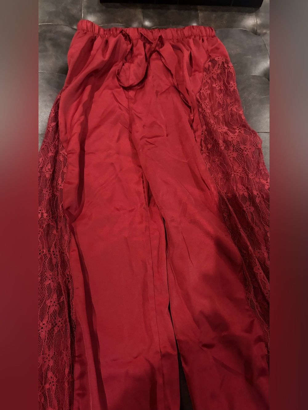 Satin Lace-Panel Women's Pants